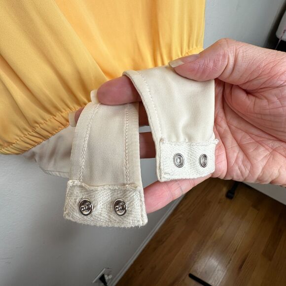 L'Academie Revolve Marigold Yellow Off Shoulder Ruffle Spaghetti Bodysuit Large - Picture 5 of 14